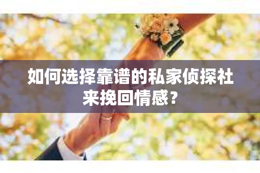 如何选择靠谱的私家侦探社来挽回情感？
