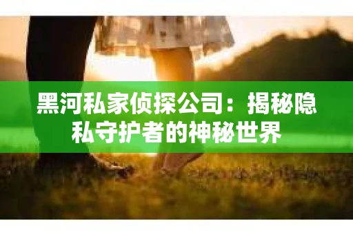 黑河私家侦探公司：揭秘隐私守护者的神秘世界