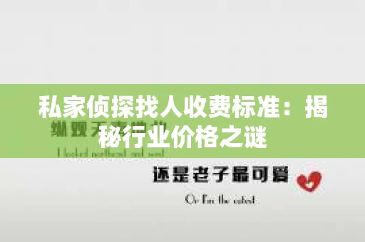 私家侦探找人收费标准：揭秘行业价格之谜
