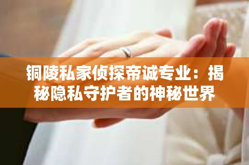 铜陵私家侦探帝诚专业：揭秘隐私守护者的神秘世界