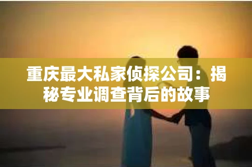 重庆最大私家侦探公司：揭秘专业调查背后的故事